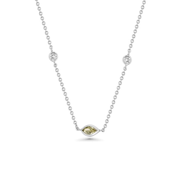 18k White Gold Necklace with Marquise and Round Diamonds