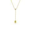 18k Yellow Gold Drop Necklace with Round and Pear Diamonds