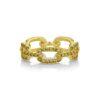 18k Yellow Gold Link Ring with Fancy Vivid Natural Yellow Diamonds