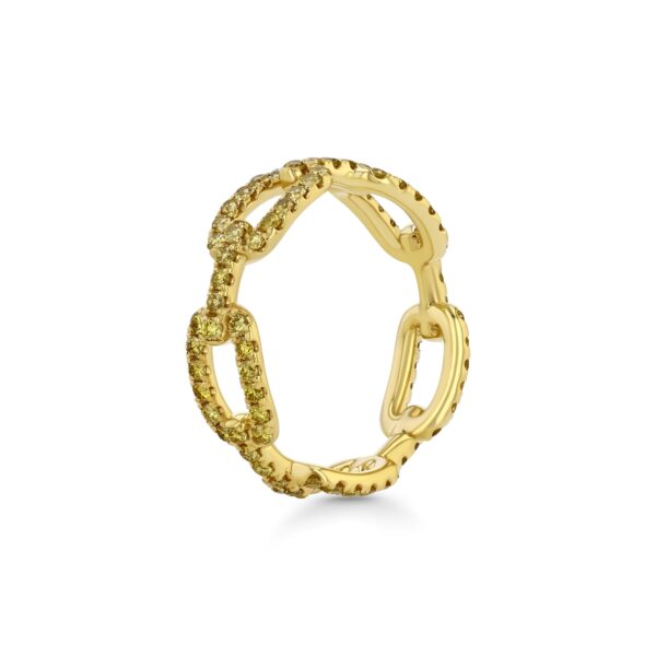 18k Yellow Gold Link Ring with Fancy Vivid Natural Yellow Diamonds