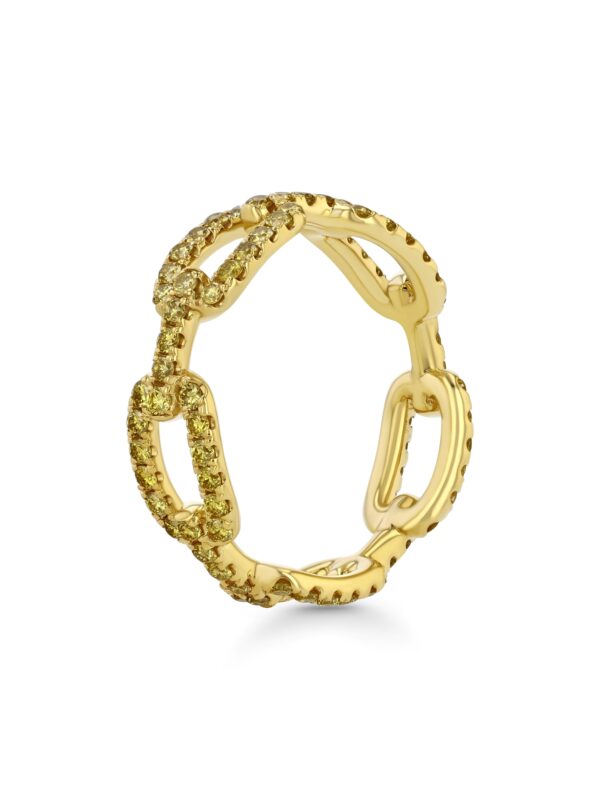 18k Yellow Gold Link Ring with Fancy Vivid Natural Yellow Diamonds 2