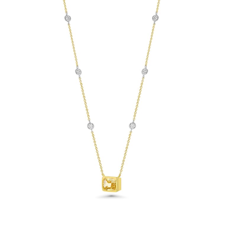 18k Yellow Gold Necklace with Yellow Sapphire and 18k White Gold Set Diamonds 2