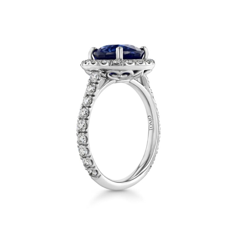 GIA Certified Blue Sapphire Platinum Ring With Diamonds