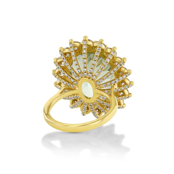 Green Beryl 18k Yellow Gold Ring with Diamonds