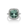 Green Beryl Platinum Ring with Diamonds