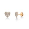 Heart Domed Pavé Diamond Round 18k Gold Earrings