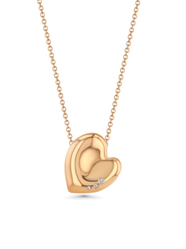 Henri Matisse Inspired Heart Necklace in 18k Rose Gold with Diamonds