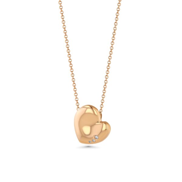 Henri Matisse Inspired Heart Necklace in 18k Rose Gold with Diamonds