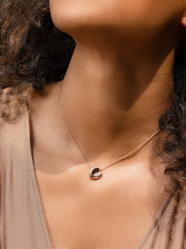 Henri Matisse Inspired Heart Necklace in 18k Rose Gold with Diamonds model