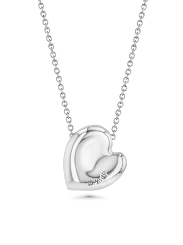 Henri Matisse Inspired Heart Necklace in 18k White Gold with Diamonds