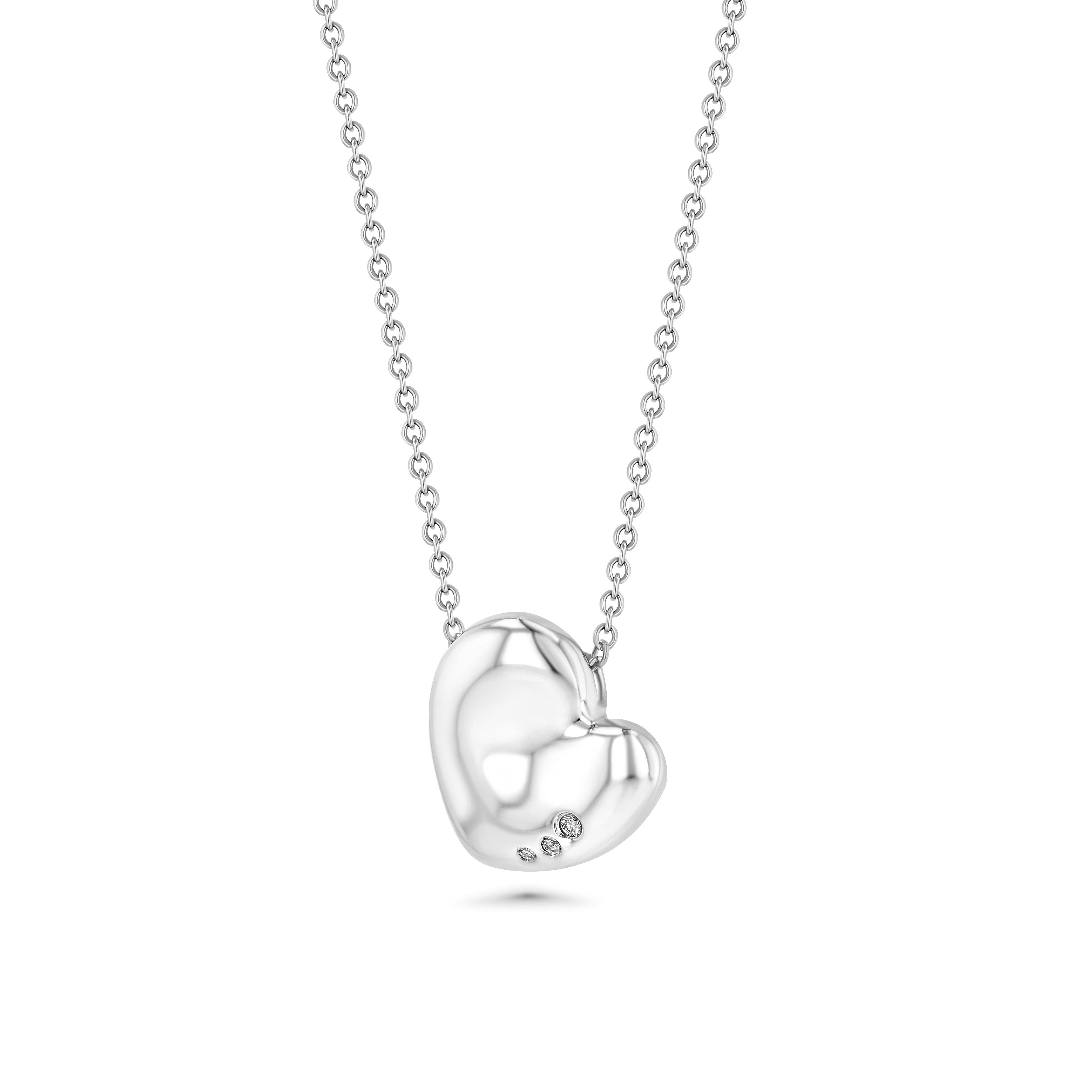 Henri Matisse Inspired Heart Necklace in 18k White Gold with Diamonds