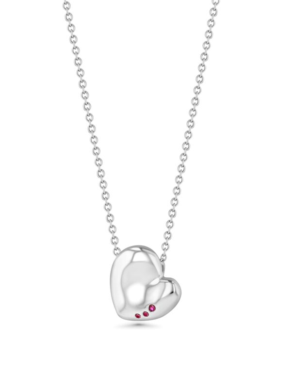 Henri Matisse Inspired Heart Necklace in 18k White Gold with Rubies 2