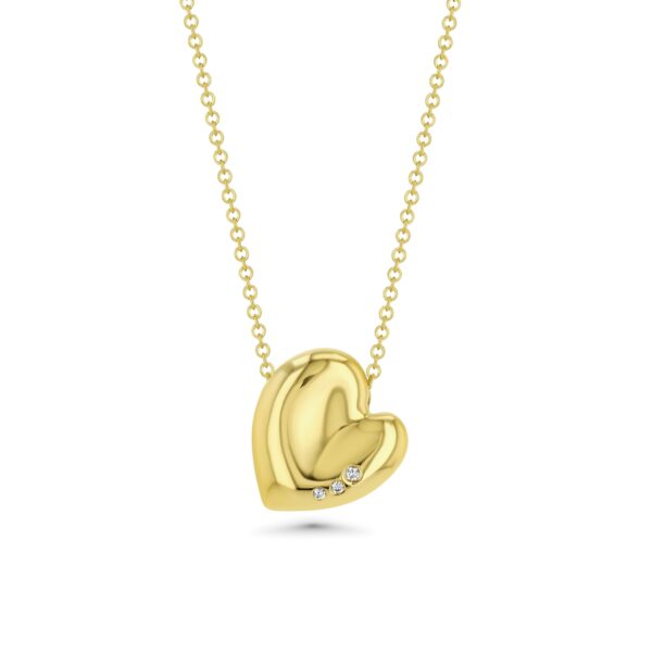 Henri Matisse Inspired Heart Necklace in 18k Yellow Gold with Diamonds