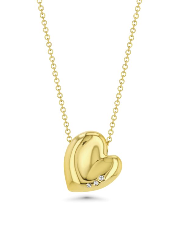 Henri Matisse Inspired Heart Necklace in 18k Yellow Gold with Diamonds