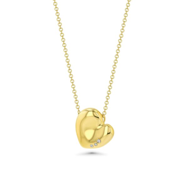 Henri Matisse Inspired Heart Necklace in 18k Yellow Gold with Diamonds