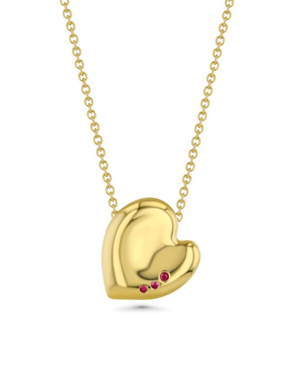 Henri Matisse Inspired Heart Necklace in 18k Yellow Gold with Rubies 2