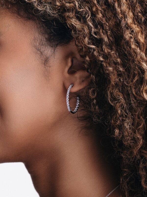 Inside Out Pave Hoop Earrings model 1