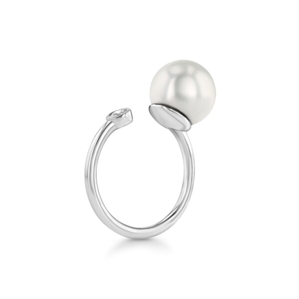 Open Pearl and Diamond Ring