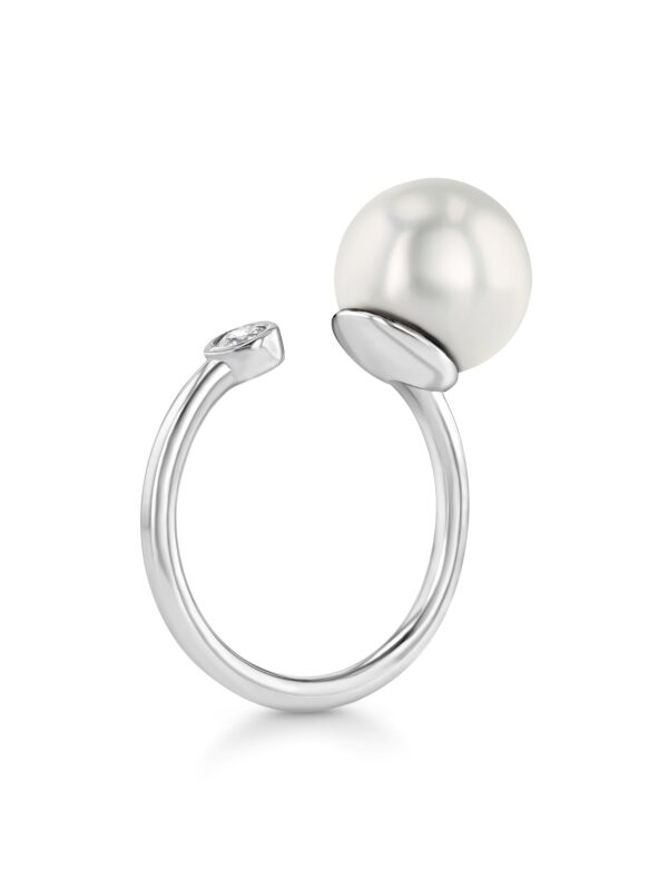 Open Pearl and Diamond Ring