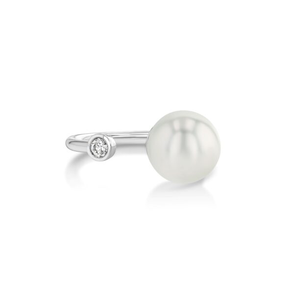 Open Pearl and Diamond Ring