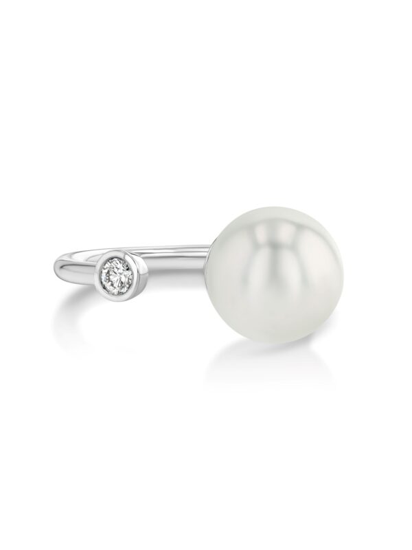 Open Pearl And Diamond Ring