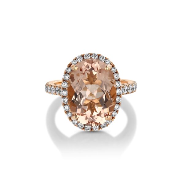 Oval Morganite 18k Rose Gold Ring with Diamonds