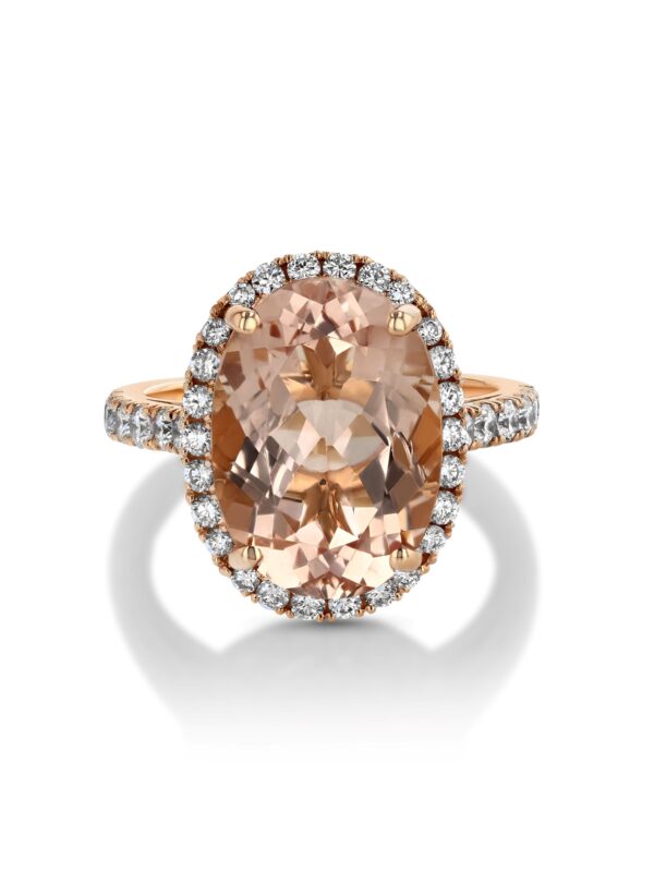 Oval Morganite 18k Rose Gold Ring with Diamonds