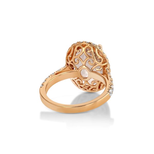 Oval Morganite 18k Rose Gold Ring with Diamonds