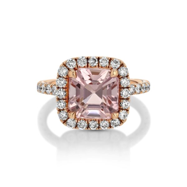 Pink Tourmaline 18k Rose Gold Ring with Diamonds