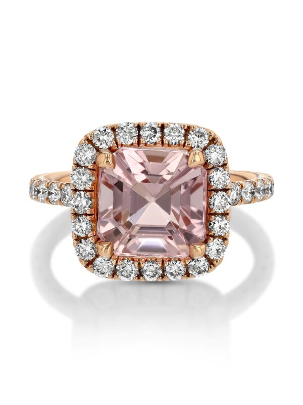 Pink Tourmaline 18k Rose Gold Ring with Diamonds