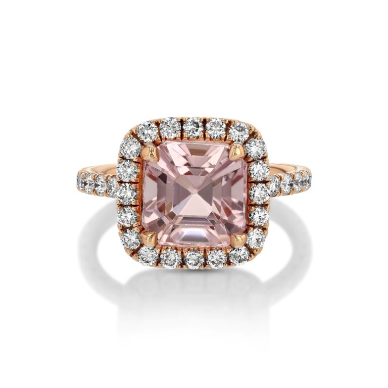 Pink Tourmaline 18k Rose Gold Ring with Diamonds