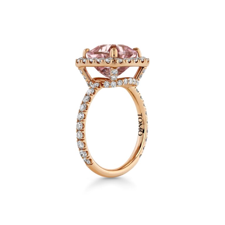 Pink Tourmaline 18k Rose Gold Ring With Diamonds