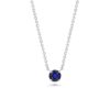 Round Blue Sapphire Solitaire 18k White Gold Necklace