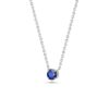 Round Blue Sapphire Solitaire 18k White Gold Necklace