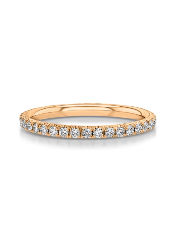 Single Row U-Pave 18k Rose Gold Ring with 1.5mm Diamonds