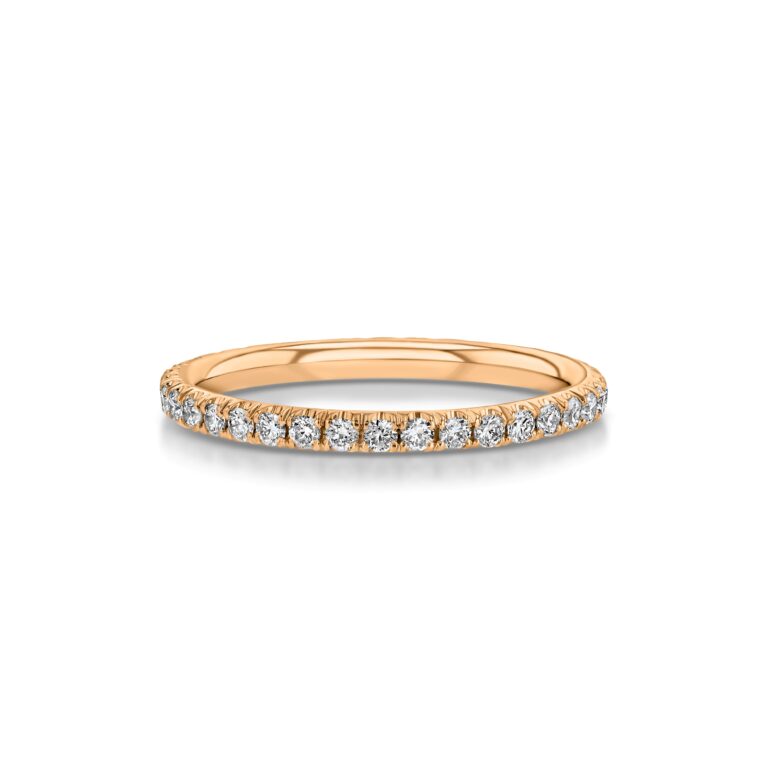 Single Row U-Pave 18k Rose Gold Ring with 1.5mm Diamonds