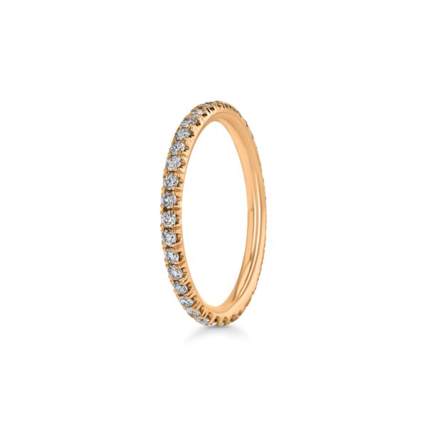 Single Row U-Pave 18k Rose Gold Ring with 1.5mm Diamonds