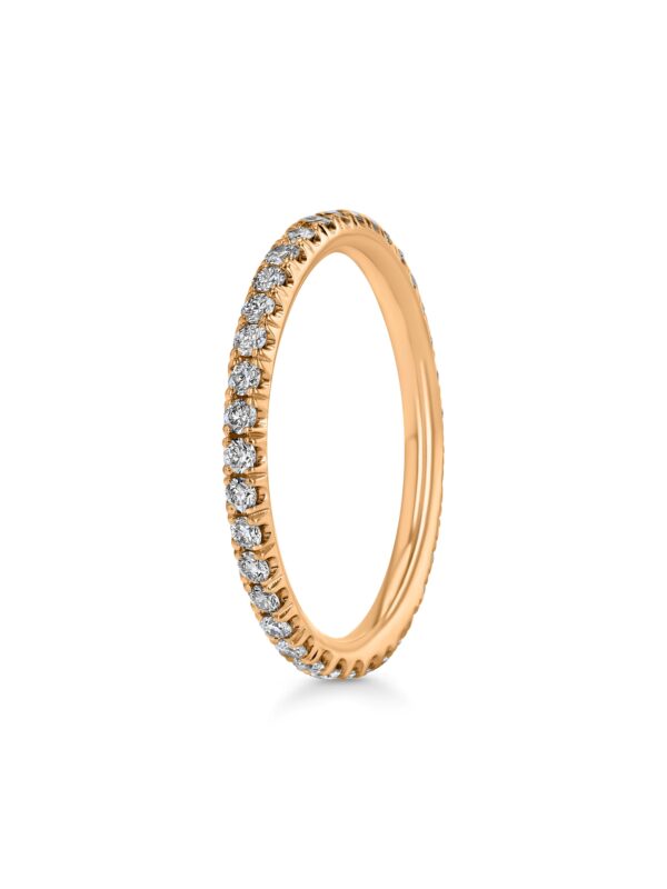 Single Row U-Pave 18k Rose Gold Ring with 1.5mm Diamonds 2