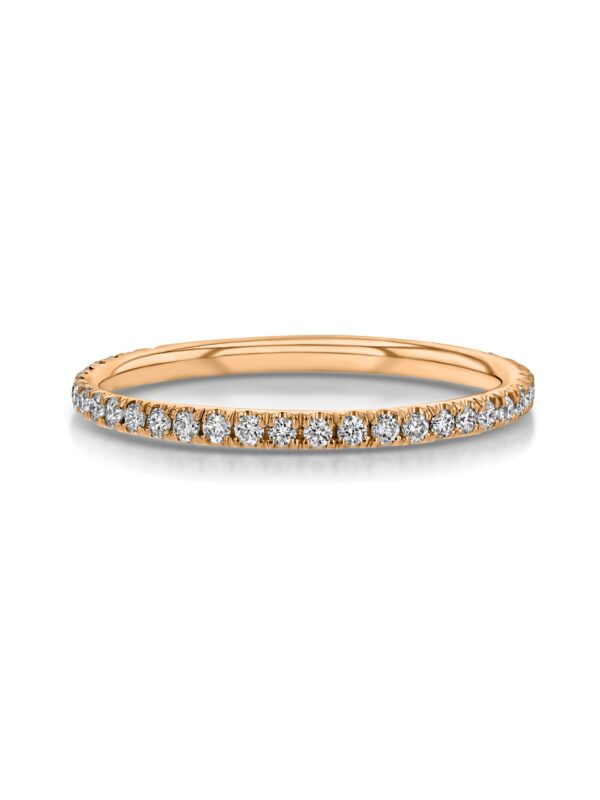 Single Row U-Pave 18k Rose Gold Ring with 1.2mm Diamonds