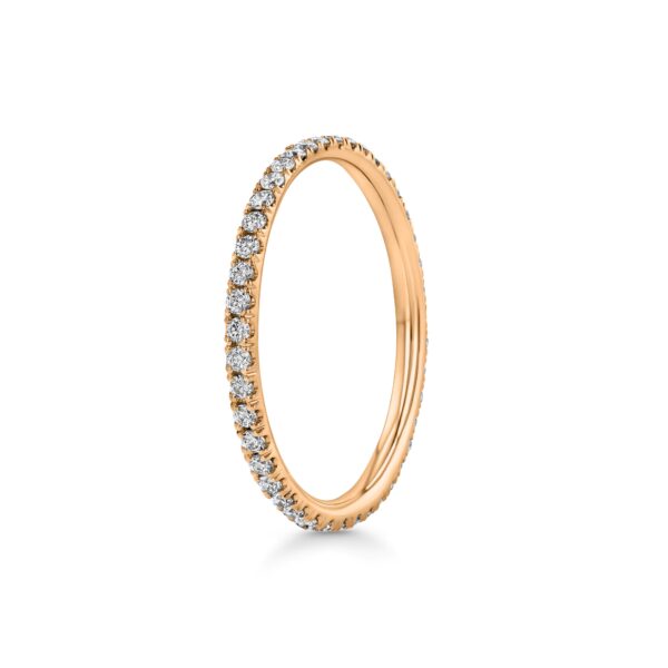 Single Row U-Pave 18k Rose Gold Ring with 1.2mm Diamonds