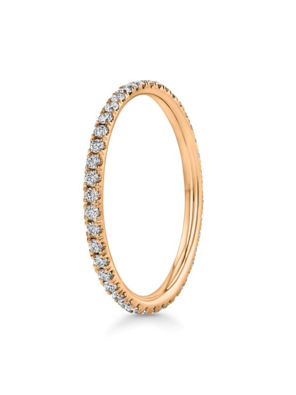 Single Row U-Pave 18k Rose Gold Ring with 1.5mm Diamonds 2