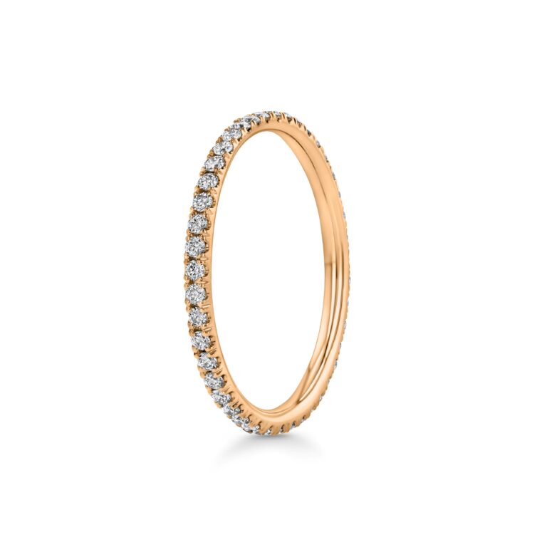 Single Row U-Pave 18k Rose Gold Ring with 1.5mm Diamonds 2