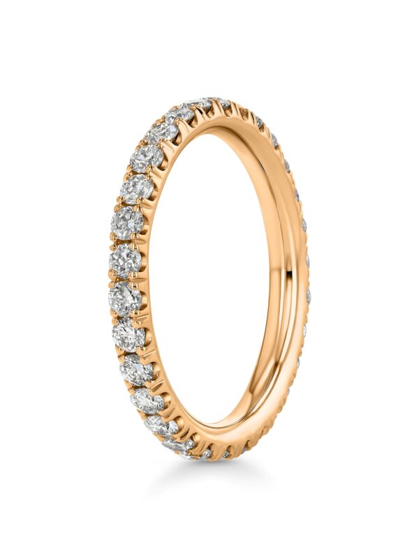 Single Row U-Pave 18k Rose Gold Ring with 2.0mm Diamonds 1