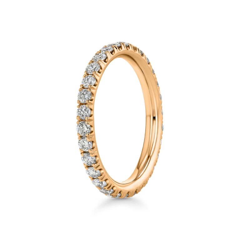 Single Row U-Pave 18k Rose Gold Ring with 2.0mm Diamonds 1