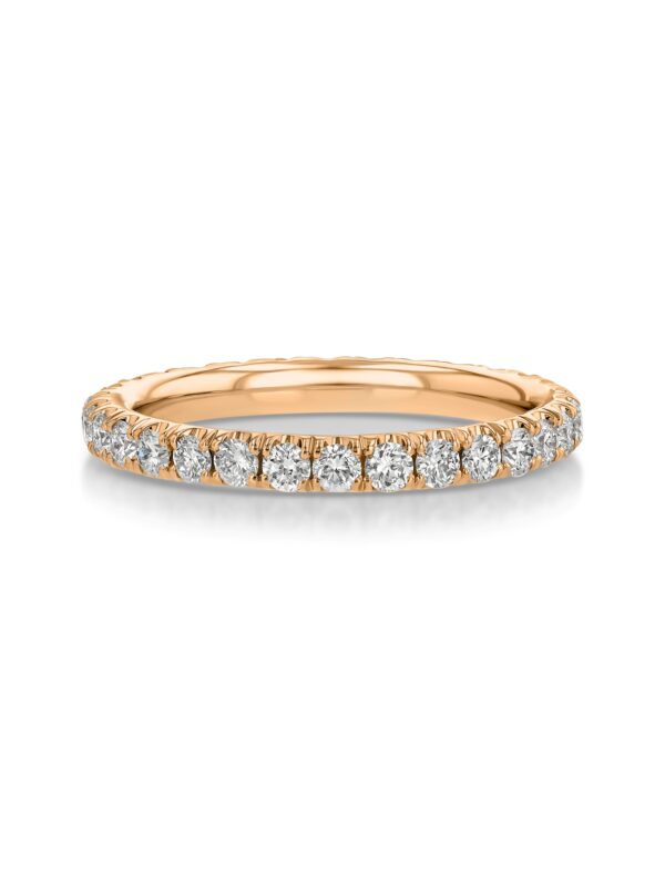 Single Row U-Pave 18k Rose Gold Ring with 2.0mm Diamonds