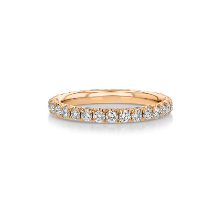 Single Row U-Pave 18k Rose Gold Ring with 2.0mm Diamonds