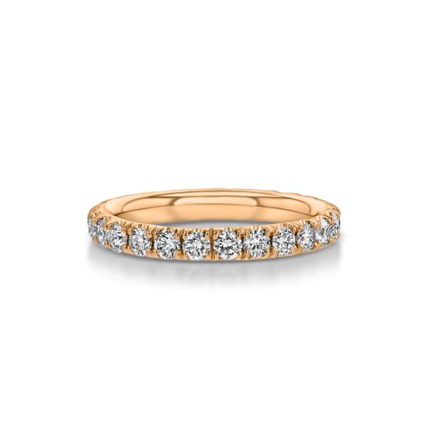 Single Row U-Pave 18k Rose Gold Ring with 2.3mm Diamonds