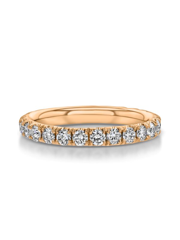 Single Row U-Pave 18k Rose Gold Ring with 2.3mm Diamonds