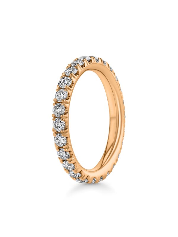 Single Row U-Pave 18k Rose Gold Ring with 2.3mm Diamonds 2