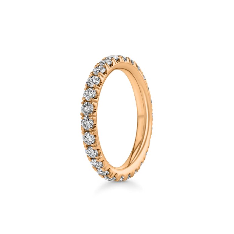 Single Row U-Pave 18k Rose Gold Ring with 2.3mm Diamonds 2